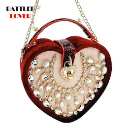 Evening Bags Luxury 3D Heart Shape Party Clutch Bag For Women Designer Purses And Handbags Diamond Shoulder Female Banquet Box Flaps 231127