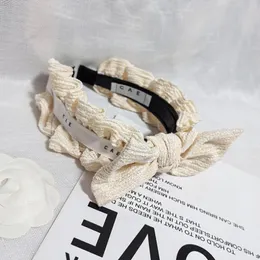 Korean Pleated Headwear Cute Womens Style High Quality Black and White Designer Bow Headband Girl Family Birthday Gift Hairband
