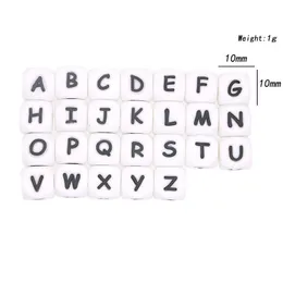 Baby Teethers Toys Kovict 10mm 100pcs Silicone letters Beads Teether For Personalized Name DIY rodent Chewing Alphabet Bead 230427