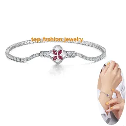 Four Leaf Clover Iced Out Tennis Bracelet Cz Flower Rotatable Clover Bracelet NEW Dainty Wholesale 925 Sterling Silver Lady Gift