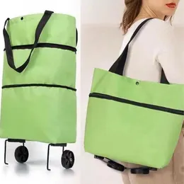 Shopping Bags Folding Trolley Reusable Bag Supermarket Large-capacity Grocery Food Organizer Vegetables Tote