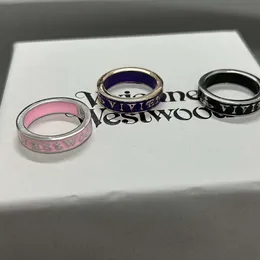 Designer vivienen Westwoods Neuer Viviane Königinmutter-Emaille-Buchstaben-Saturn-Ring Einfacher Temperament-Ring Qixi-Liebhaber