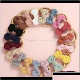 Hair Accessories Sier Ribbon Accessories 20 Pcslot Soft Corduroy Knot Bow Nylon Headbands Or Hair Clips Baby Shower Gift Y200710 Drop Dht9F