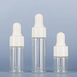 1200pcs/lot 2ml 3ml 5mlドロッパーボトルエッセンシャルオイル用透明なガラス瓶