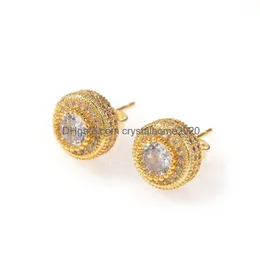 Charm Hiphop Jewelry Charm Circle Women Classic Zircon Small Stud Earrings Gold Sier Color For Men Crystal Drop Delivery Jewelry Earri Dhwye