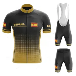 Bisiklet Jersey Sets İspanya Takımı 19d Bib Set Bisiklet Giysileri Ropa Ciclism Bisiklet Giyim Giysileri Mens Kısa Maillot Culotte Ciclismo 231127