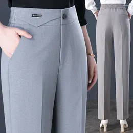 Women's Pants Fashion Women High Waist Elastic Straight Trousers Spring Autumn Middle-Aged Mother Casual Pantalon Pour Femme M-6XL