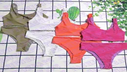 Sommer-Strand-Badebekleidungs-Set für Damen, Push-up-gepolsterte Bikinis, beidseitig bedruckter Badeanzug mit Buchstaben-Motiv, 8395946