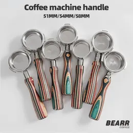 Tools BEARR Colored Wood Bottomless Handle Italian Coffee Machine 51mm54mm58mmCoffee Machine Handle Filters