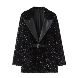 Abiti da donna Blazer PB ZA Abito nero 2023 Design Sense Piccola moda Temperamento Paillettes High Grade Explosive Street 231129