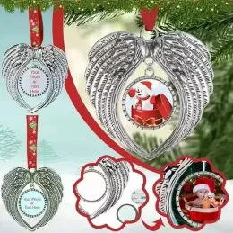 Christmas Decoration Sublimation Blanks Angel Wings Shape Pendent Hot Transfer Printing Xmas DIY Consumables Supplies 10.4 LL