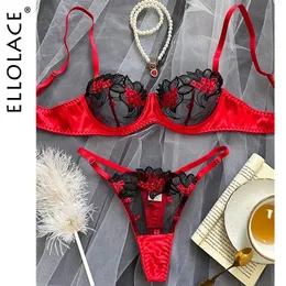 Set sexy Ellolace Fancy Lingerie Reggiseno di pizzo floreale Bilizna Lusso Ben dall'aspetto Biancheria intima Erotica Fata Fine Set esotici 231129