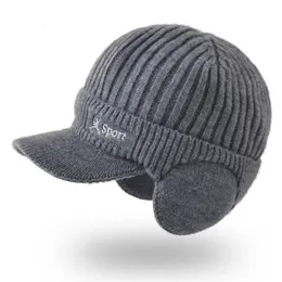 Beanie/Skull Caps Ear Protection Winter Hats Fur Lined Soft Wool Beanie Hat for Men Women Windproof Knitted Hat Earflap Warm Cap Bonnets 231128