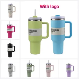 1Pc New Quencher H2.0 40Oz Stainless Steel Tumblers Cups With Silicone Handle Lid And Straw 2Nd Generation Car Mugs Vacuum Insulated Water Bottles With G8821