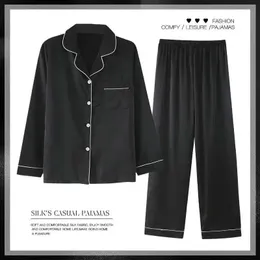 Sexy piżamas Silk Silk Pajama S Spring and Summer Long Inteved Spodni garnitur cienki lód satynowy panie domowe duże rozmiar 5xl 231129