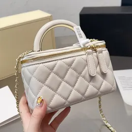 Luxury Designer Mini Vanity Bag With Chain Handle, Quilted