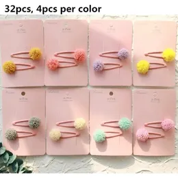 Saç Aksesuarları Handstade 32pcs/Set Çocuklar Saç Aksesuarları Headress Headress Renkli Ball Snap Klipler Bebek Çocuk Kızlar Saç Klipler Saç Pişin Barrettes 231129