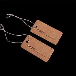 1000 pz / lotto Dimensioni 2x4 cm Etichetta rettangolare Etichetta Tie String Gioielli Abbigliamento Display Merchandise Tag Carta Card271z