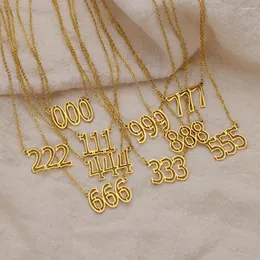 Colares de pingente de aço inoxidável anjo número 111 222 333 444 555 777 888 999 666 000 colar colar corrente minimalista jóias