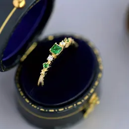 1pc Vintage Ring 18k Gold Plated Inlaid Emerald Zircon Match Daily Outfits Dainty Birthday Gift For Your Girl bagueete ring wedding band gold minimalist ring