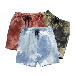 Men's Shorts LUCLESAM Men's Tie-dye Gradient Drawstring Five Point Pants Summer Sports Loose Casual Beach For Man