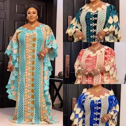 Etniska kläder nigerianska original bazin klänning dashiki guld brokad broidery bassäng kläder vit mantel bröllop fest lady klänning 230322