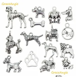 Charms graceangie 15st/parti blandad valp hund smycken gör halsband hängar armband fynd diy tillbehör droppleveranskomponenter dh5jn