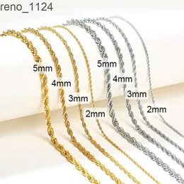 SSEESY Bulk Fashion Jewelry 2mm 3mm 4mm 5mm 18k الذهب مطلي بلطف رابط الحبل الملتوي رابط سلسلة من الفولاذ المقاوم للصدأ القلادة للنساء الرجال