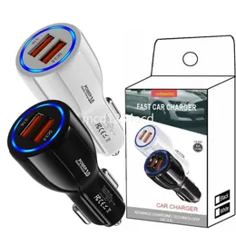 6A QC3.0 Fast Quick Charge Dual Usb Ports Car Charger Power Adapters For Iphone 15 11 12 13 14 Samsung Huawei M1 With Box