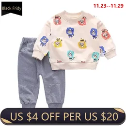 Clothing Sets Baby Boy Cartoon Clothes Set Autumn Spring Long Sleeve Pullover Top And Pant Suit Infant Sweater Sweatpant Trucksuit