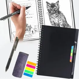 Anteckningar A5 Återanvändbara smart anteckningsbok Erasable Notepad med penna radering av tygmemo gratis whiteboard Portable Diary Office Blank 231128