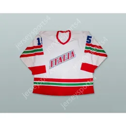 Özel Italia 15 Beyaz Hokey Forması Yeni Top Dikişli S-M-L-XL-XXL-3XL-4XL-5XL-6XL