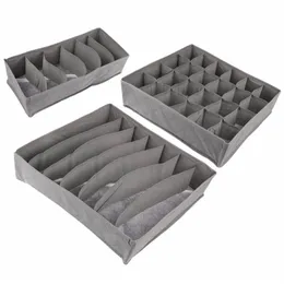 Neues 3-teiliges Set aus Bambuskohle, Vliesstoff, faltbare Aufbewahrungsbox, Unterwäsche, Organizer, BH, Krawatte, Höschen, Socken, Etui, Schublade, 264 W