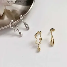 Stud Fashion Silver Color Pin Music Symbol Irregular Asymmetric Geometric Water Drop Stud Earrings for Women Trendy Girls Ear Jewelry YQ231128