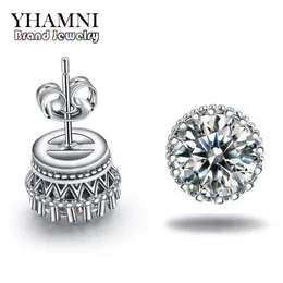 YHAMNI Nuovo Arrivo Vendita Super Lucido Diamante 925 Sterling Silver Ladies Stud Crown Orecchini gioielli interi E100273W