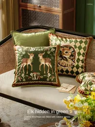 Pillow Plush Cotton Geometric Pattern Printing Square American Retro Sofa Living Room S Light Luxury Matching Pillowcase