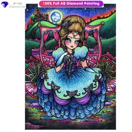 Стичка Full Ab Drill Square Round 5d Diy Diamond Painting Cartoon Girl Diamond Mosaic Cross Stitch Комплект Pour Glue Decor Dec