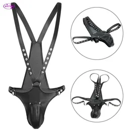 Sex Toy Massager Leather Sexy Underwear Pants for Men Gay Chastity Cage Harness Strapon Kit Adult Games Bondage Set Products Toys Shop