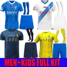 Vuxna Kids Kit 23 24 Ronaldo Neymar Jr Soccer Jerseys Nassr FC Al Hilal Ittihad Benzema Mane Neves Saudiarabien Kante Al-Ittihad 2023 2024 Fotbollskjorta Al-Nassr