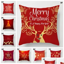 Pillow Case Merry Christmas Decoration Cushion Er Red Santa Soft Xmas Home Dbc Drop Delivery Garden Textiles Bedding Supplies Dh71S