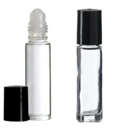 10 Ml 1/3oz Glass Roll on Bottles Empty Aromatherapy Perfume Bottles- Refillable Slim with Cap Transparent Bksxo