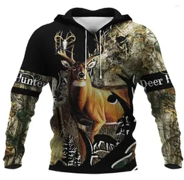 Men039s Hoodies Deer Hunting Men Women Animal 3D Full Print Harajuku Hooded Sweatshirt Casual Fashion Hoodie Coat Drop9171215