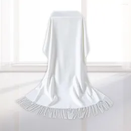 Lenços de cor sólida cachecol casaco de inverno elegante feminino borla adornado quente xale grosso para festas de baile guarda-sol