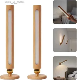 Table Lamps Wooden Rotatable Night Light USB Charging 360Rotatable Wall Light Adjustable Brightness Touch Switch Corridor Lights Night Lamp YQ231129