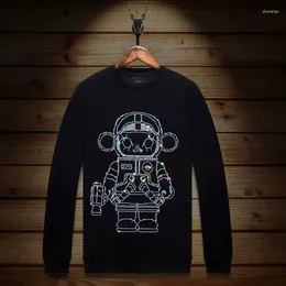 Herrtröjor 2023 män tröjor diamanter tecknad robot mode streetwear full pullover hoodie mens höstkläder ropa para hombre