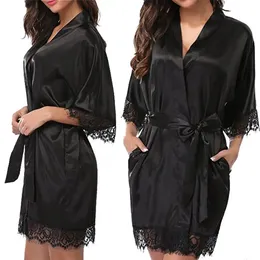 Sexy Set 1SET Womens Satin Lingerie Silk Lace Robe Dress Babydoll Nightdress Sleepwear 231129