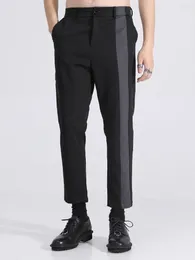 Tute da uomo Autunno Colore Contrasto Splicing Pantaloni slim a nove punti Pantaloni conici britannici Pantaloni a 9 punti Moda maschile