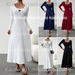 2023 Spring/Summer Design European and American Women's Elegant Waist Wrap Versatile Casual Long sleeved Dress
