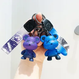 Designer keychain Creative Cute chameleon Bear fashion key chain for woman pendant new car bag fluid violent bear key ring wholesale