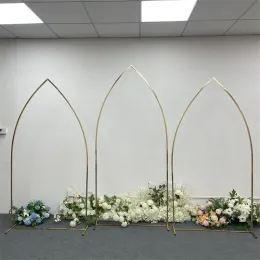 3 PCS Wedding Pointed Arch Backdrop Balloon Stand Background Metal Shiny Gold Plating Outdoor Flower Door Shelf Frame Party Decoration